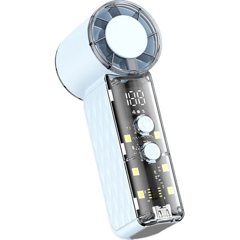 Ventilateur Portable à Main Rechargeable, Prise Ergonomic 199 Vitesses Mini Ventilateur Puissant et Compact Pour maison bureau intérieur extérieur camping randonnée pique-nique plage (1/5)