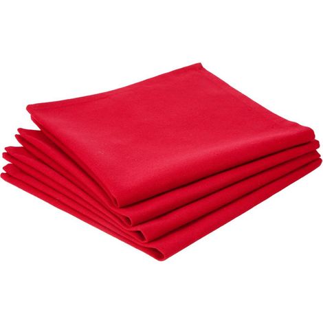 Lot de 4 Serviettes de table en Coton Rouge 40 x 40 cm - Atmosphera