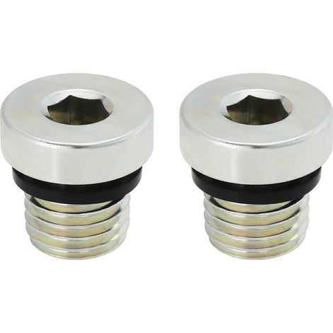 2Pcs M12x1.5mm Bouchon D'étanchéité en Acier Au Carbone avec Joint en Caoutchouc Bouchon de Tuyau D'eau Hexagonal Intérieur Utilisé pour Sceller L'étanchéité Et Le Blocage (1/4)