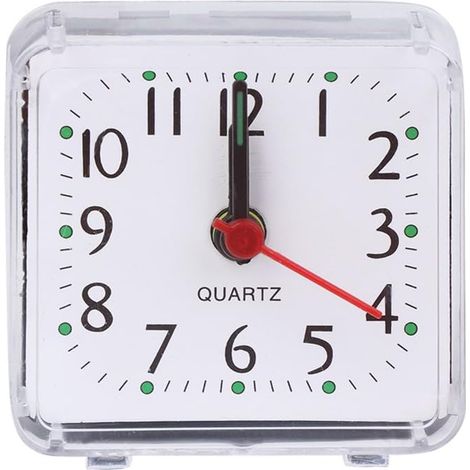 Mini réveil carré silencieux analogique sans tic-tac à piles pour enfants, garçons et filles, cadeau d'anniversaire, horloge numérique murale LED
