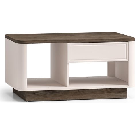 Selsey Vilavio – Couchtisch mit Schublade & offenen Fächern, Kaschmir/Eicheoptik Dunkel, 90x60 cm