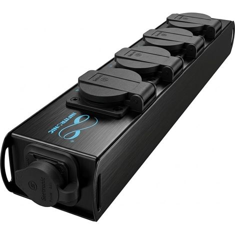 Bloc multiprise Schuko 4 Prises pour Traverse et scène - Powertwist TR1 - Entrée/Sortie (Compatible True1) - Filetage M10, Lampe de Phase et boîtier en métal 16 A (1/5)