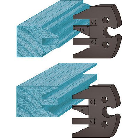 Diamwood – Jeu de 2 contre-fers profilés Ht. 48 x 5,3 mm – Pour porte-outils de toupie – Acier haute qualité – Entraxe 24 mm compatible CMT, LEMAN, HOLZMANN