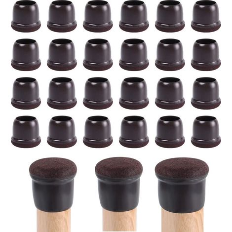 24 pcs Pieds de Chaise Silicone 14-19mm Protege Pied de Phaise,Plaquettes Pieds Meubles Chaise,Housses de Table Antidérapantes pour Meubles,Protections Bois pour Pieds de Meubles Marron Foncé