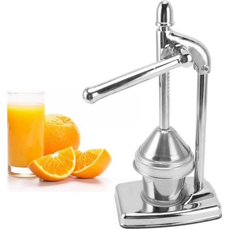 Exprimidor manual compacto con un diseño minimalista, fabricado en acero inoxidable 304 apto para uso alimentario y con mango ergonómico para limones y naranjas. (1/5)