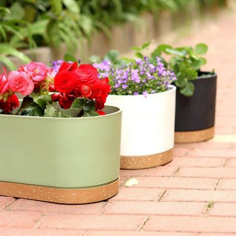 Jardinière - ABS - Drainage Intégré - Plateau Amovible - Usage Intérieur Extérieur - 40 x 17,8 cm (1/5)
