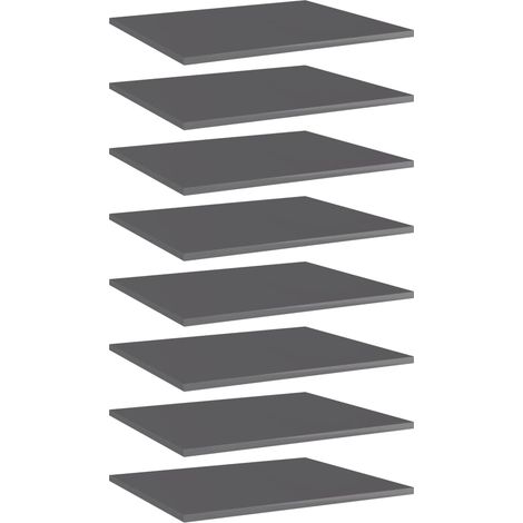 vidaXL Panneaux de bibliothèque 8 pcs gris brillant bois d’ingénierie