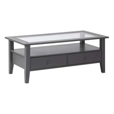 TAVOLINO PROVENCE 7 115x60x45H PINO MASSELLO VERNICIATO AD ACQUA GRIGIO E TOP IN VETRO TEMPERATO (1/5)