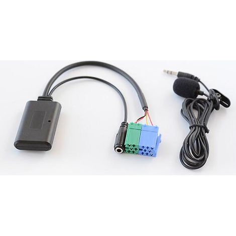 Câble audio Bluetooth Biurlink 150 cm pour autoradio, avec microphone et adaptateur pour appels smartphone (port mini ISO) compatible Porsche et autoradio Becker. (1/4)