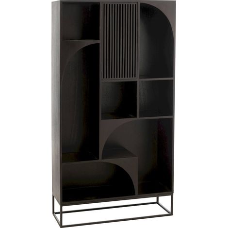 Étagère bois manguier noir design contemporain pour salon élégant - Noir bois de manguier (1/5)