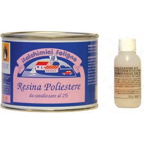KIT RESINA POLIESTERE LIQUIDA 500ML CON CATALIZZAT