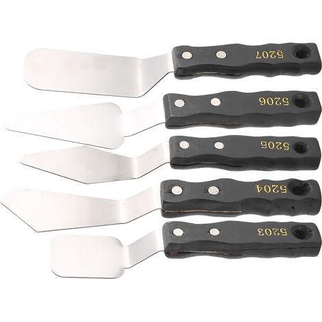 5 Couteaux à Palette en Acier Inoxydable avec Manche Bois pour Peinture Artistique et Décoration (1/5)