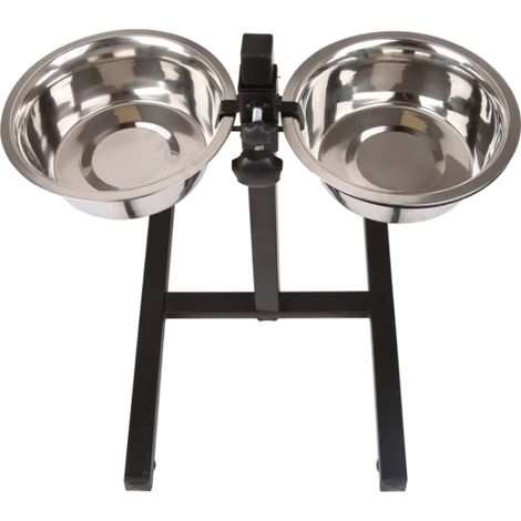 Gamelles doubles pour animaux avec support ajustable, inoxydables anti-fuite, pour chiens et chats