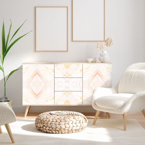 Sticker marbre pour meuble beige et rose 40 x 60 cm (1/5)