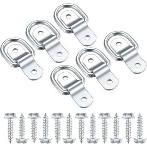 Pr Anneaux D'arrimage en D, Crochet Fixation INOX, Anneau De Montage pour Anneau De Fixation, Darrimage Sangle 6 Pcs et 12 Vis pour Remorque Voiture, Hamac Bois, Camping
