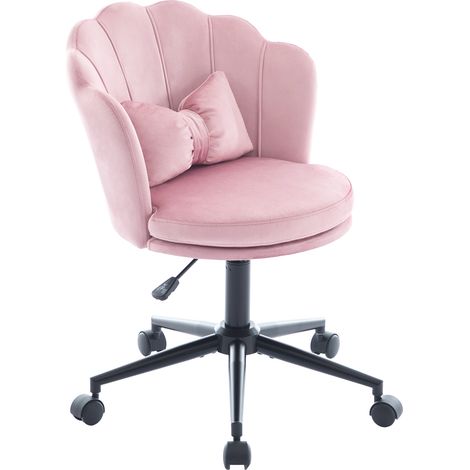Chaise de coiffeuse moderne, chaise de bureau, dossier en forme de pétale, coussin lombaire en forme de papillon, hauteur réglable, coussin d’assise moelleux. Convient au salon, à la chambre, au burea (1/5)