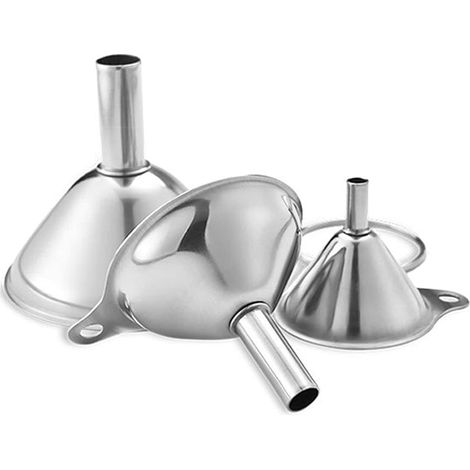 Entonnoir Acier Inoxydable - Lot de 3 Tailles Mini Moyen Grand - Pour Transfert Liquides Huiles Poudres - Cuisine Maison - 3 Pièces (1/5)