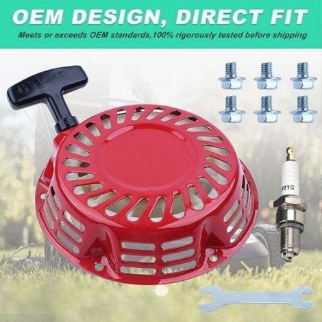 Démarreur à rappel - pour moteurs Honda GX120 GX140 GX160 GX200 168F - 5,5 HP et 6,5 HP - kit complet avec vis et bougie - 1 unité (1/4)