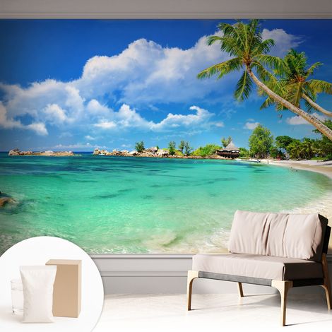 Newroom Tapete Dekorative Vliestapete mit Kleber Modern für Wohnzimmer Schlafzimmer Tropisches Paradies 312x219 cm (1/5)