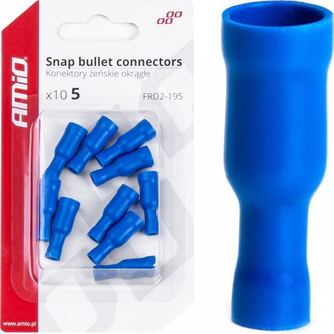 Conectores cilíndricos redondos hembra aislados de 5 mm (1,5-0,25 mm²) 15 A, 10 unidades, amio-03075 (1/3)