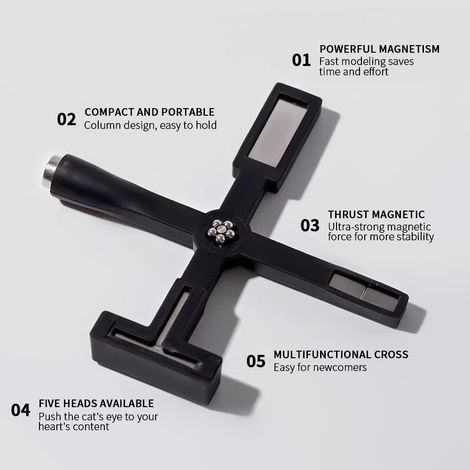 Strumento multifunzione 5 in 1 con magnete a croce, potente magnete a forma di sigaro, strass e smalto gel effetto occhio di gatto. (1/3)