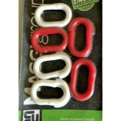 MAGGI GROUP - 6 PEZZI - MAGLIE IN PLASTICA BIANCHE E ROSSE 6MM - PER FORMAZIONE CATENE (1/2)