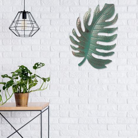 Décoration murale en fer forgé, imitation feuille bleue, objet d'art pour la décoration intérieure. (1/5)