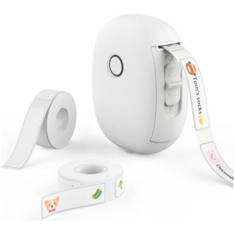 Étiqueteuse portable, étiquette étanche continue, étiqueteuse sans encre, mini étiqueteuse sans fil avec plusieurs modèles, pour la maison, la cuisine, l'école, l'organisation du bureau, blanc (1/5)