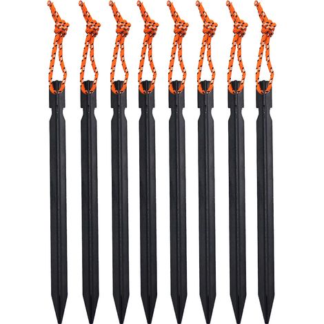 Piquets de Tente 12 pièces, piquets en métal de 18 cm, piquets de Terre pour tentes, piquets de Tente en Aluminium pour sols durs, piquets de Tente Noirs, piquets de Sable pour Le Camping