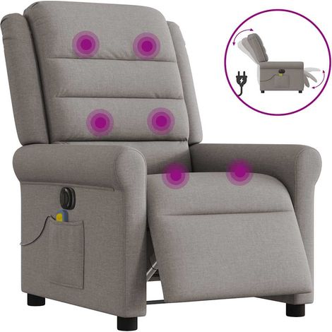 Sillón reclinable de masaje eléctrico tela gris taupe