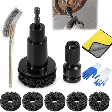 Nettoyage Moyeu de Roue Kit, Ponceuse de Moyeu de Roue avec 5 Disque de Broyage et Adaptateur, Brosse Nettoyage Moyeu de Roue, Meuleuse de Moyeu de Roue, pour Perceuse Électrique et Clés à Chocs (1/5)