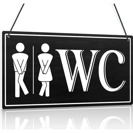 Plaque WC Humoristique Homme Femme, Décoration Murale PVC Signalétique Toilettes pour Maison Bar Restaurant Bureau (1/5)
