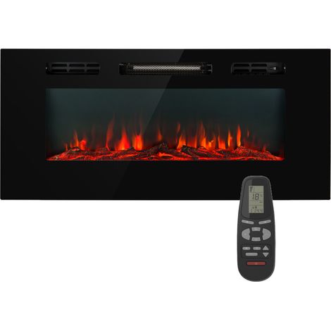 Klarstein Electric Fireplace, Electric Log Burner Indoor, 1800W Electric Fire Wall Mount Flame Electric Fire Place with LED Flame Effect, Fake Fireplace, Remote Control, Adjustable Thermostat Timer (1/5)