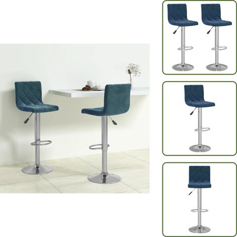 vidaXL Tabourets de bar lot de 2 bleu velours (1/5)