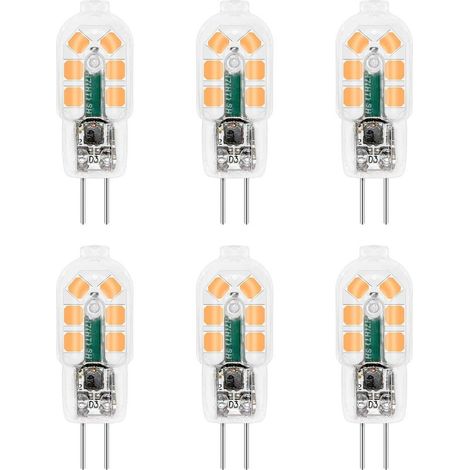Ampoule G4 LED 12V 2W Blanc Chaud 3000K, 200lm, Équivalent Lampe Halogène G4 10W 20W, non-dimmable, Bi-pin G4 12V LED AC DC pour Lustre, Lampe de Table, lot de 6 [Classe énergétique A++] (1/5)