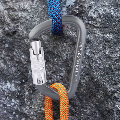 D-Typ Karabiner Klettern Luftfahrtaluminium Outdoor Master Lock Langlebig (Schwarz) (PM7505TN) (1/5)