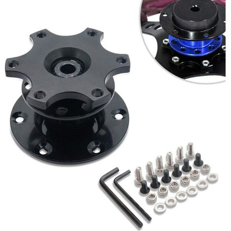 Moyeu de dégagement rapide de volant de voiture Adapt Universal Snap Off Moyeu de volant Race/Rally/Motorsport (Noir)-DOU (1/4)