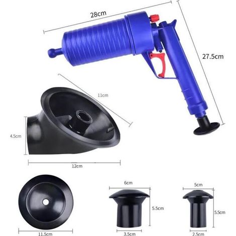 Plongeur de toilette Déboucheur pomper à main Blaster de purge de pompe à air déblocage de blocage de tuyau de toilette Pratique et pratique (1/2)