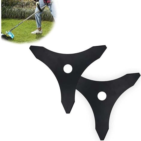 Lame Débroussailleuse, 2 Pièces Disque pour Débroussailleuse, Lame Debroussailleuse Thermique à Trois Dents, Diamètre du Trou 25,4 mm, pour Pelouses, Jardins et Terrasses