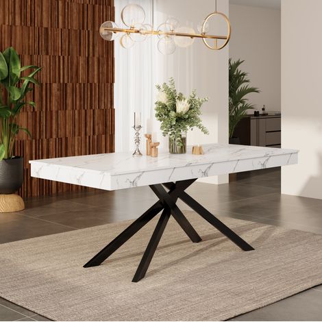 Tavolo allungabile 140/180 x 80 cm per 6-8 persone, rettangolare, MDF, bianco HAVRYA (1/5)
