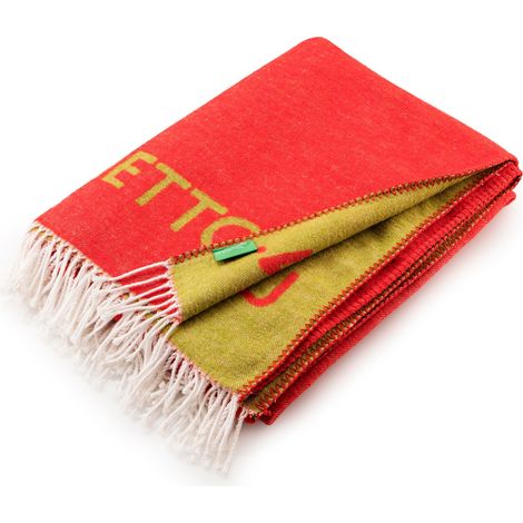 Benetton Manta RAINBOW Be, 140X190 cm, 320GSM, Algodón y Acrílico - Verde y Rojo (1/5)