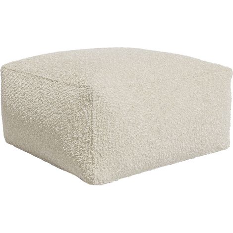 Pouf en tissu bouclette blanc cassé NOUMARA (1/4)