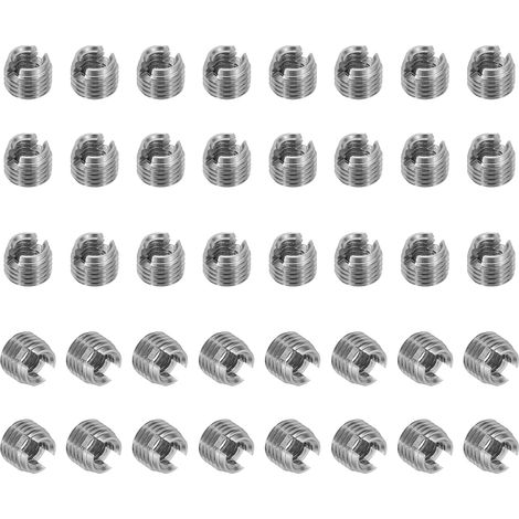 Insert Fileté Auto-Taraudeurs, 40 Pcs M4 x M6.5 x 5mm Acier Inoxydable 303 Filetage Adaptateur Réducteur Vis à Fente Inserts de Réparation Écrous Manchon (1/5)