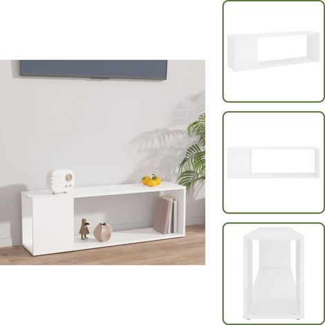 TV-Schrank Weiß 100x24x32 cm Holzwerkstoff - TV Schrank - Weißer TV Schrank - Holztv Schrank - Fernseher Standregal - Wohnzimmerschrank (1/5)