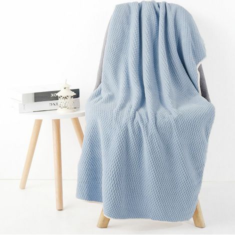 Ensemble d'accessoires de salle de bain Blanc Serviette de bain en treillis d'ananas épaissie serviette de bain absorbante douce molleton de corail 90170 bleu (1/5)