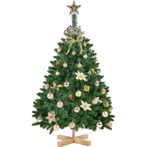 Yaheetech Albero di Natale Artificiale con Supporto in Metallo con Venature del Legno Albero di Natale Abete 122 cm