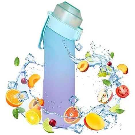 Gourde sport 650ml – avec paille étanche – dosettes 7 saveurs 0 sucre – Tritan résistant – pour gym randonnée – Bleu Dégradé (1/5)