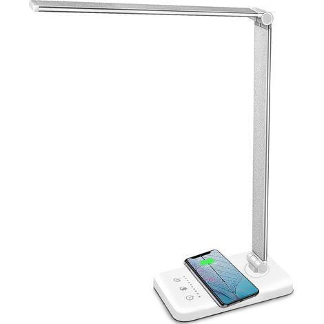 Lampara De Escritorio Led - Cargador Inalámbrico 10 W - 5 Modos Color - 10 Niveles Brillo - Temporizador Apagado Automático - Tactil Flexible - 1 Unidad (1/5)