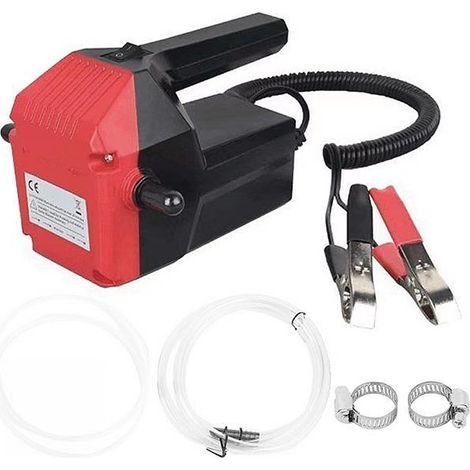 Pompe vidange huile moteur, 12V pompe essence, pompe electrique gasoil à huile résistantes à la corrosion, pour voiture, bateau, moto, comprend des instructions et des chiffons d'huile (Rouge) (1/5)