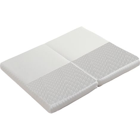 Matelas pliable 140x200 cm blanc en mousse avec tissu respirant, antidérapant, déhoussable et ergonomique (1/5)